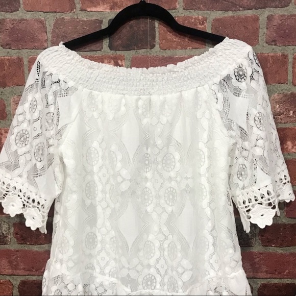 White Lace On-Off Shoulder Top - Picture 6 of 6